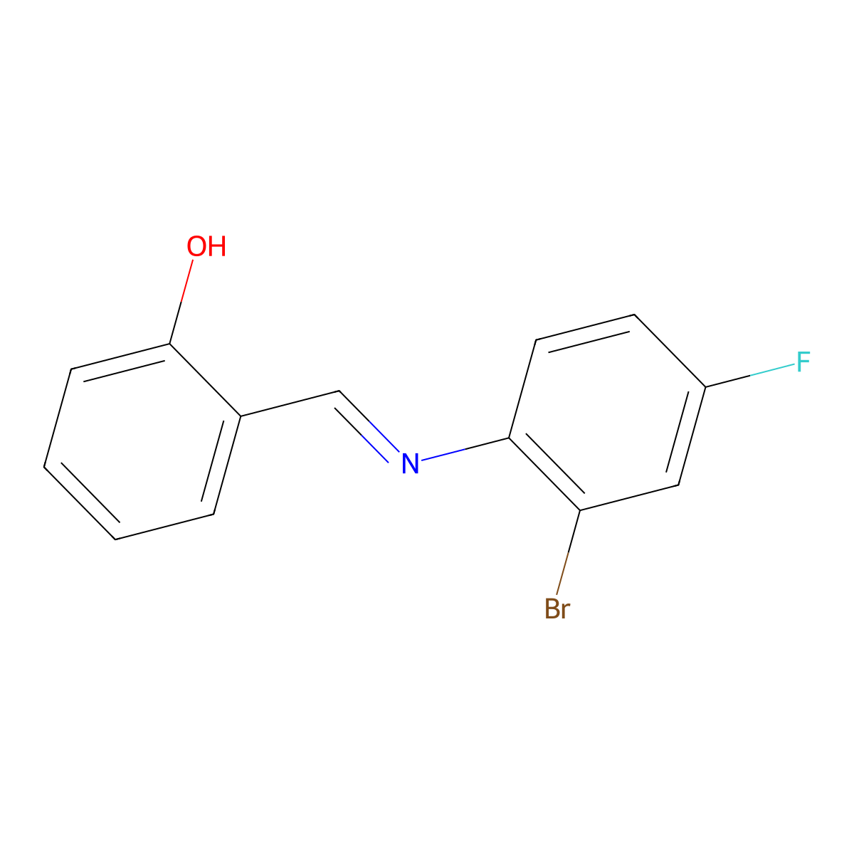 2-{(E)-[(2-bromo-4-fluorophenyl)imino]methyl}phenol molecular structure, CAS 674284-65-2