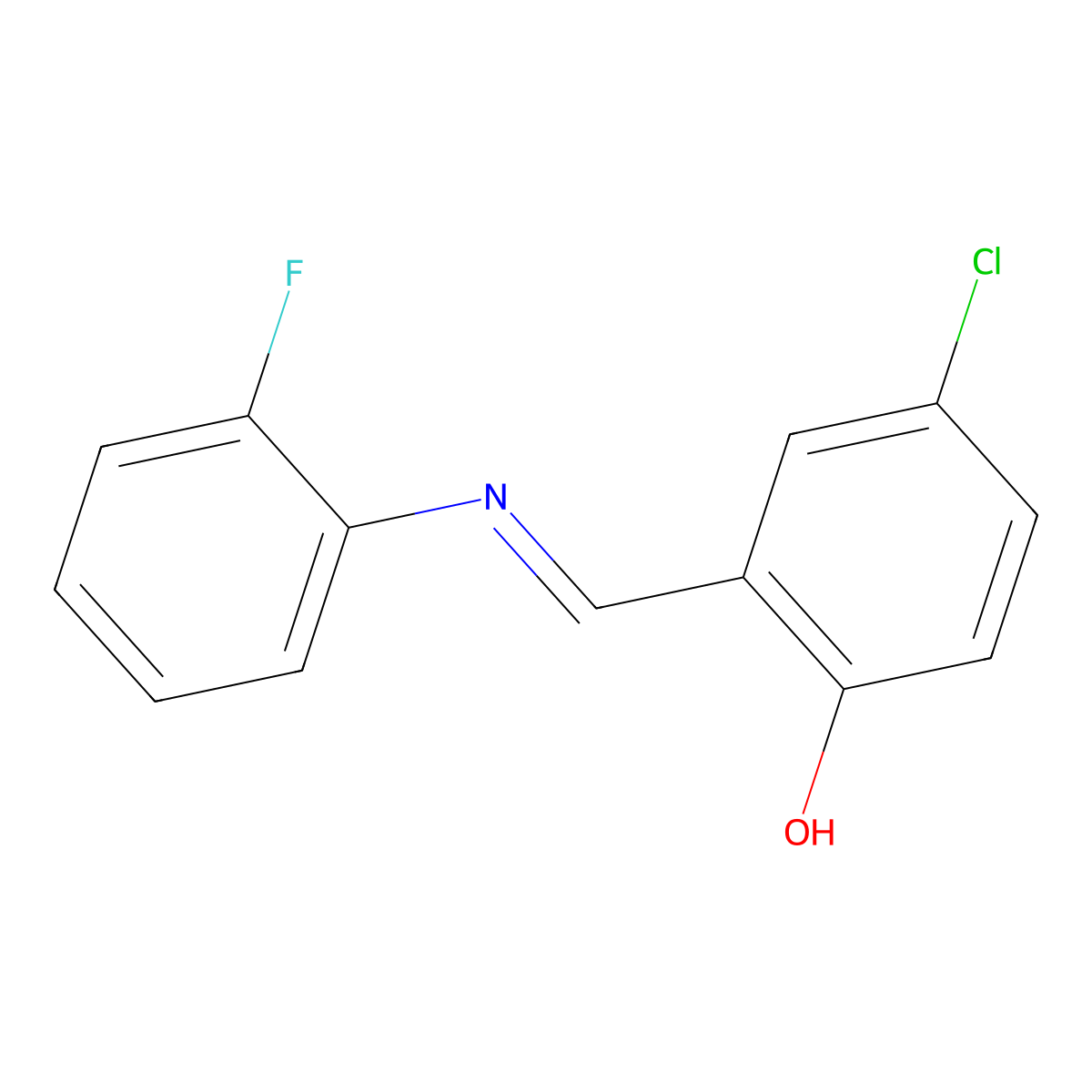 4-chloro-2-{(E)-[(2-fluorophenyl)imino]methyl}phenol molecular structure, CAS 674284-72-1