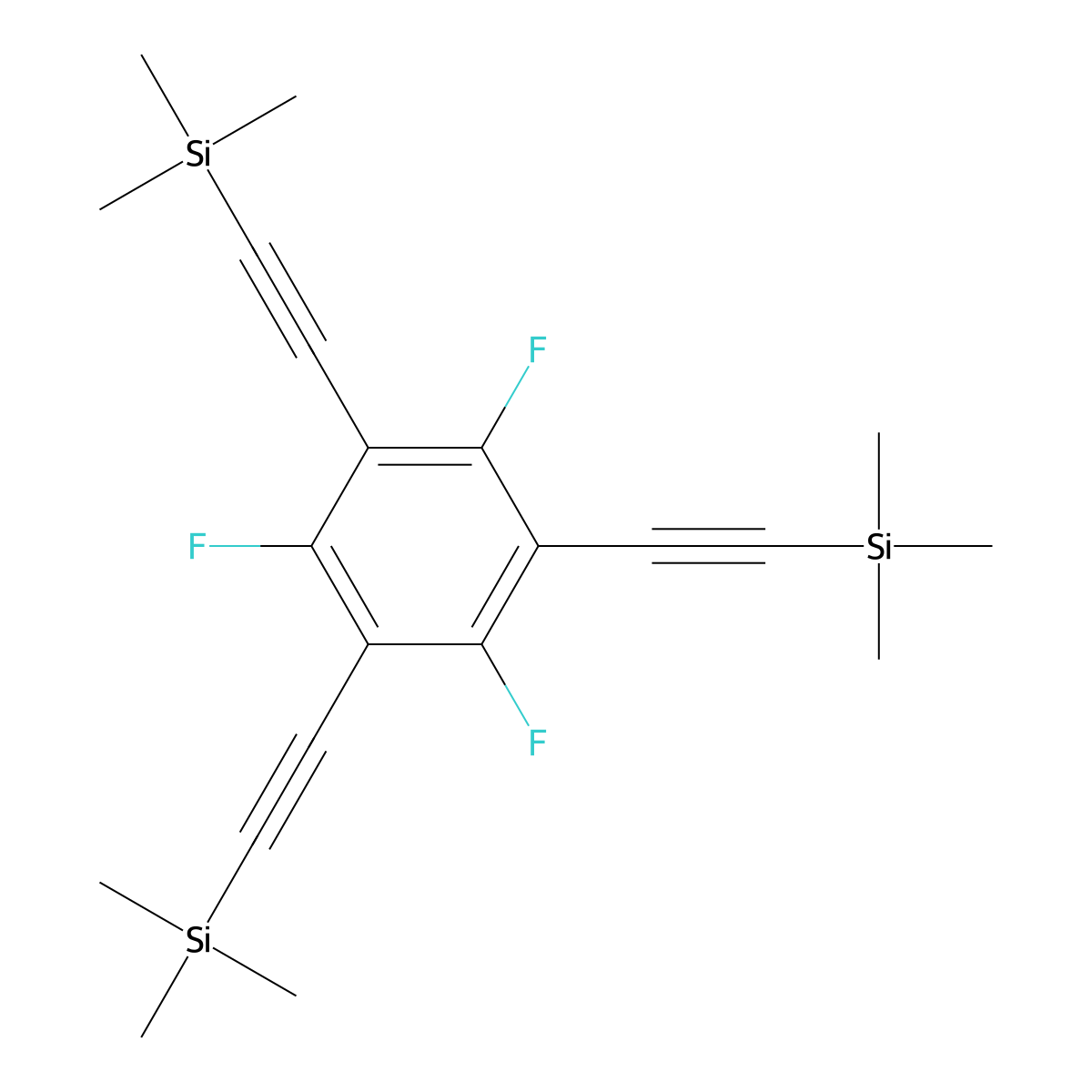 ((2,4,6-Trifluorobenzene-1,3,5-triyl)tris(ethyne-2,1-diyl))tris(trimethylsilane) molecular structure, CAS 674289-03-3