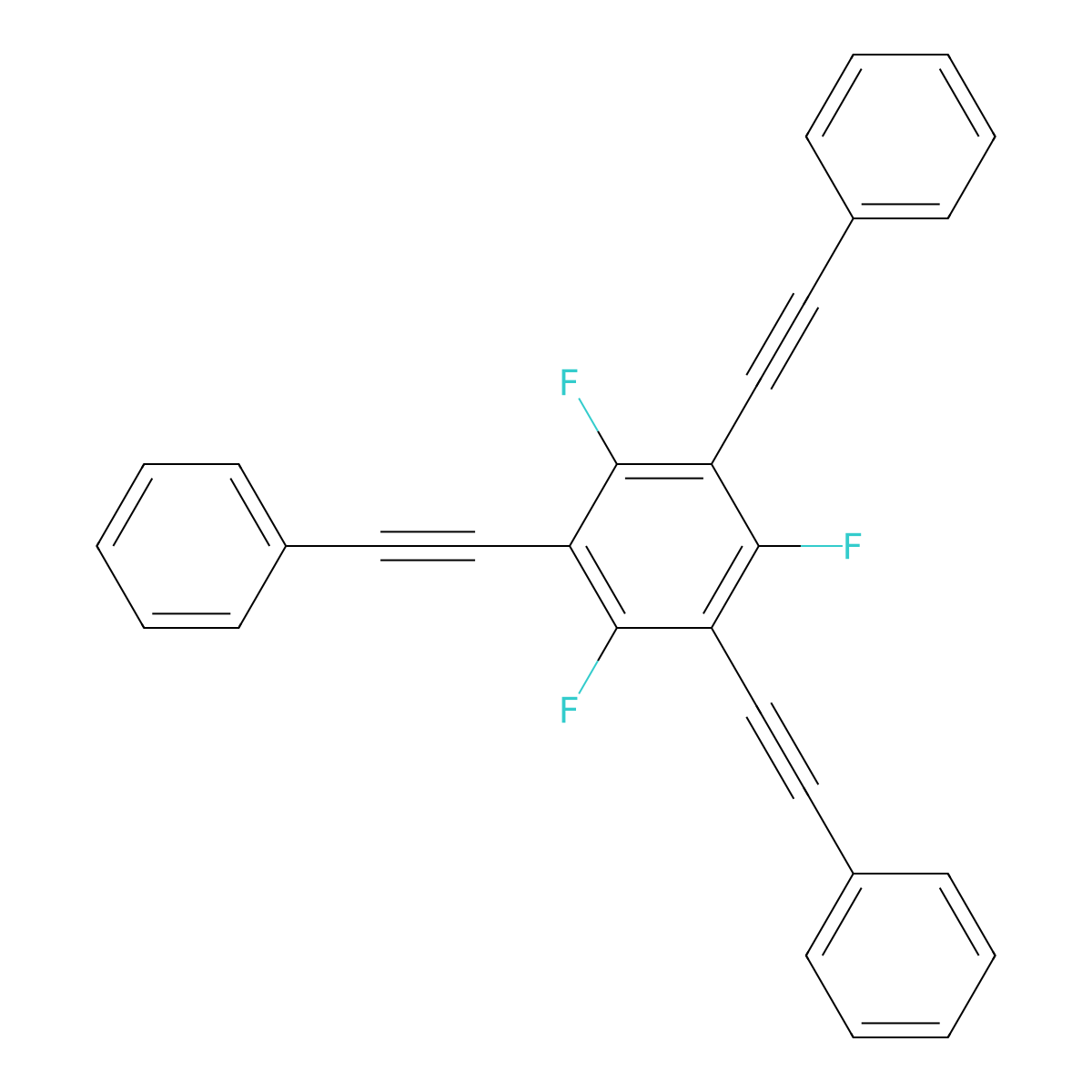 1,3,5-Trifluoro-2,4,6-tris(phenylethynyl)benzene molecular structure, CAS 674289-04-4