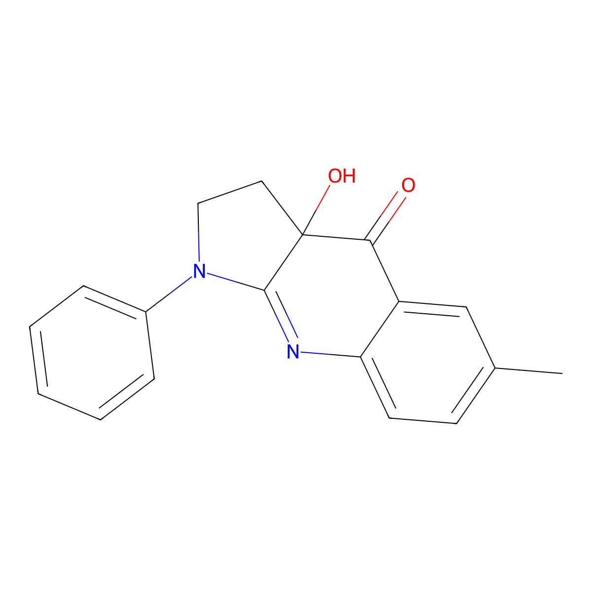 1,2,3,3a-Tetrahydro-3a-hydroxy-6-methyl-1-phenyl-4H-pyrrolo(2,3-b)quinolin-4-one molecular structure, CAS 674289-55-5