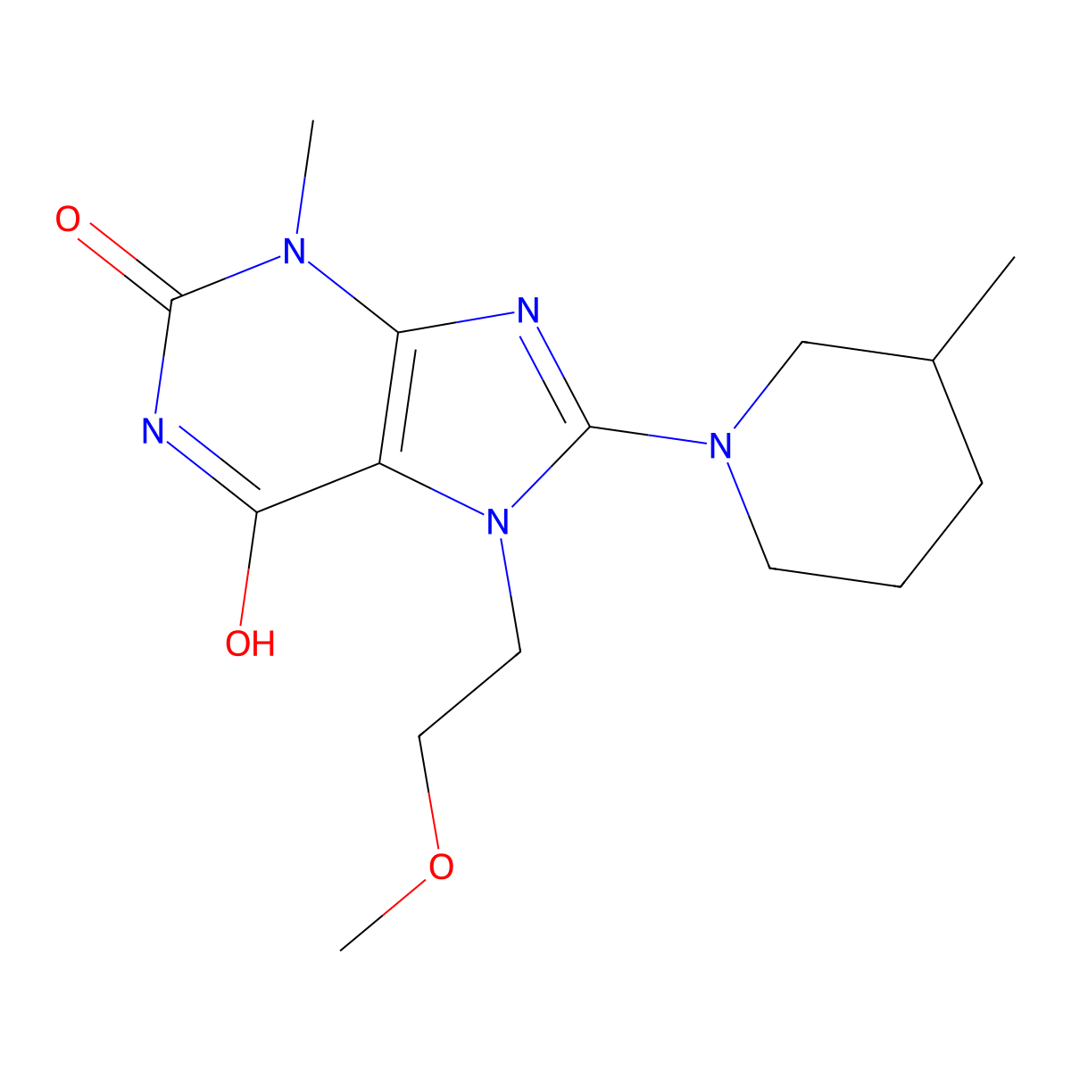 7-(2-methoxyethyl)-3-methyl-8-(3-methylpiperidin-1-yl)-1H-purine-2,6(3H,7H)-dione molecular structure, CAS 674294-49-6