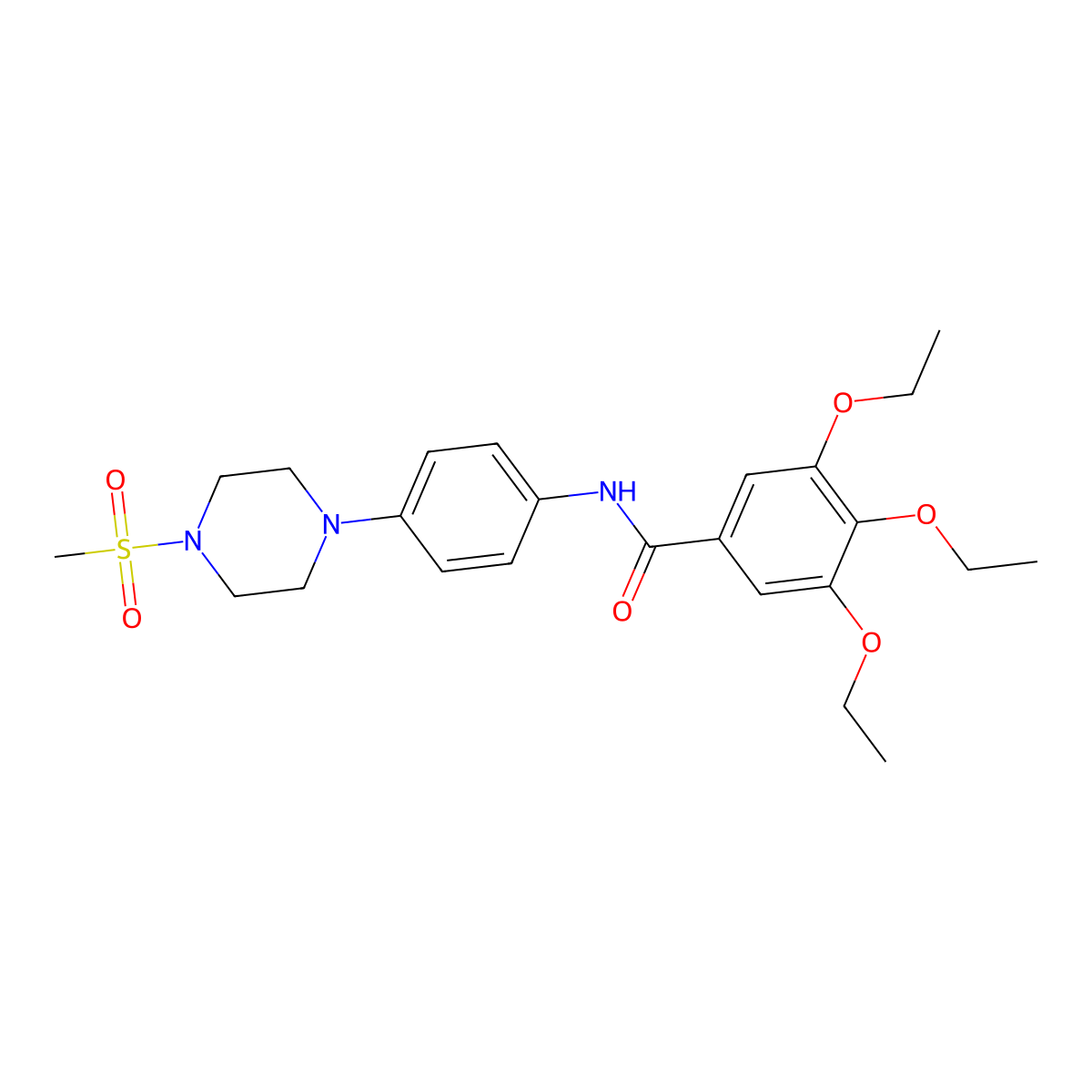 3,4,5-triethoxy-N-[4-(4-methylsulfonyl-1-piperazinyl)phenyl]benzamide molecular structure, CAS 674295-28-4