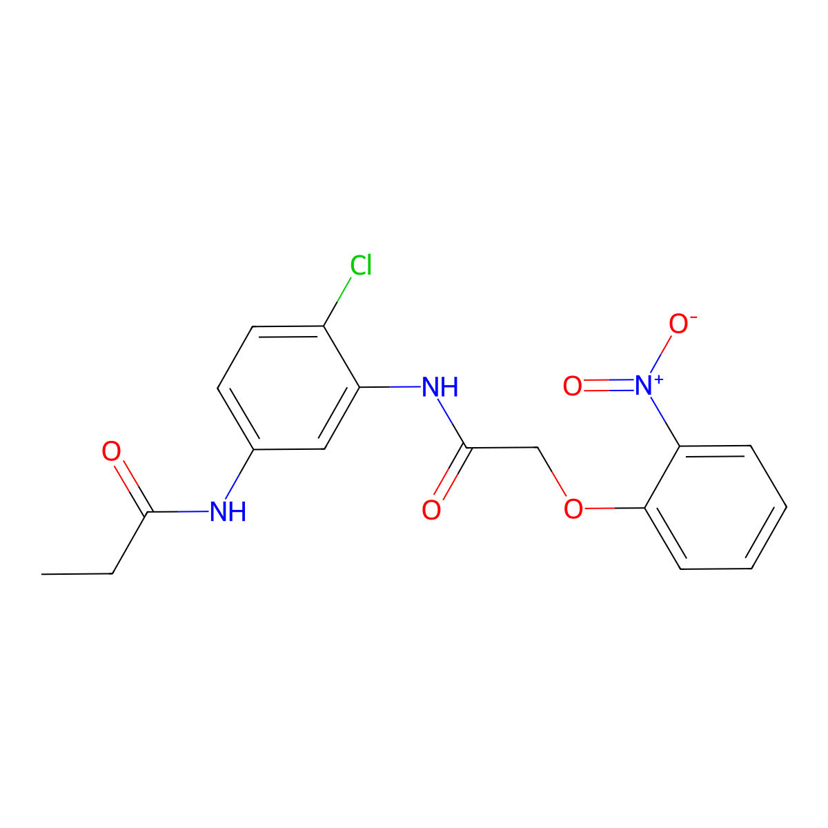 N-[4-chloro-3-[[2-(2-nitrophenoxy)acetyl]amino]phenyl]propanamide molecular structure, CAS 674295-78-4