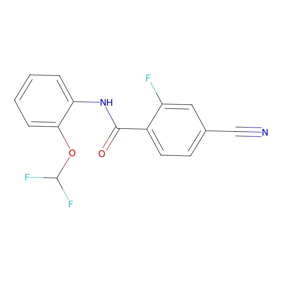 4-cyano-N-[2-(difluoromethoxy)phenyl]-2-fluorobenzamide molecular structure, CAS 674295-80-8