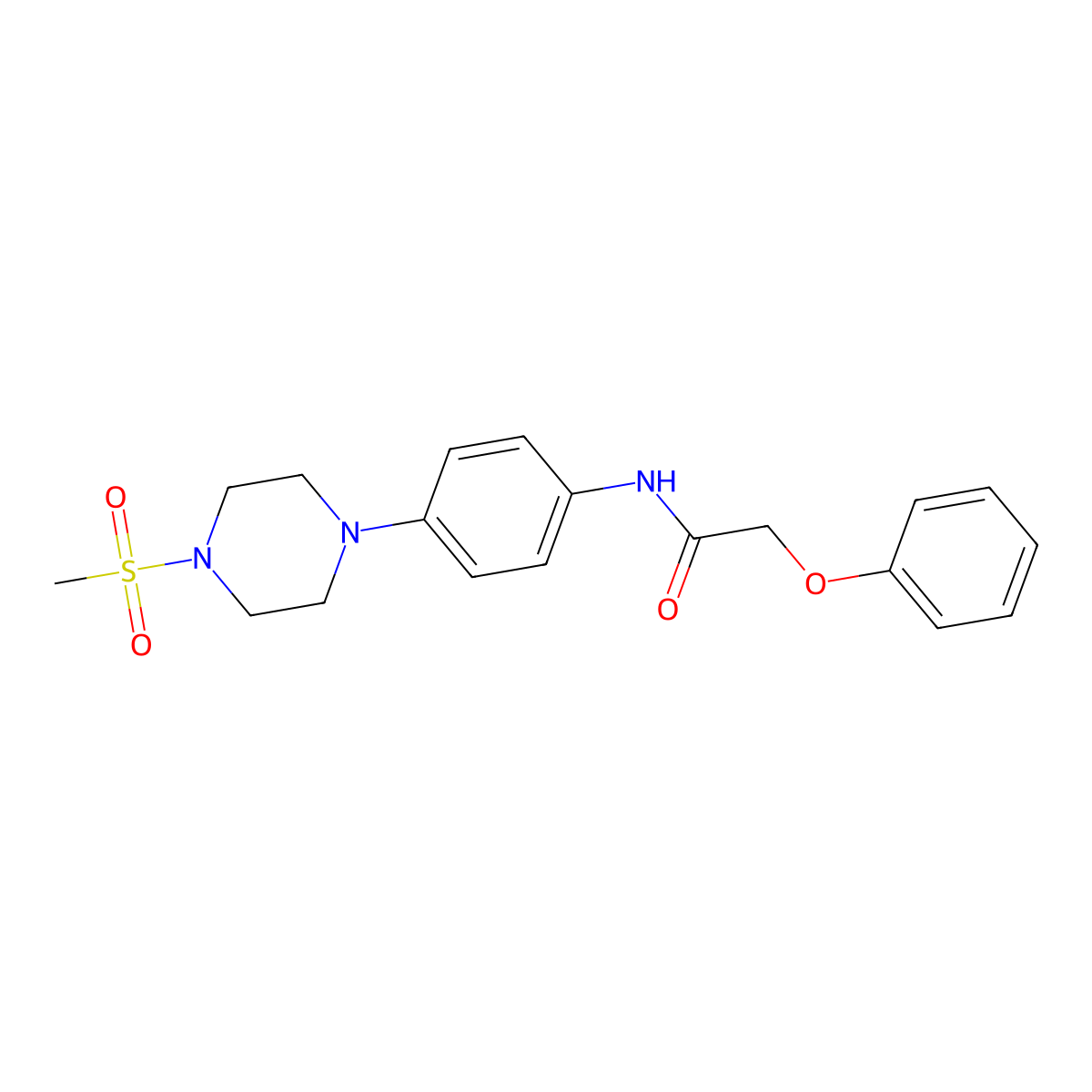 N-[4-(4-methylsulfonylpiperazin-1-yl)phenyl]-2-phenoxyacetamide molecular structure, CAS 674296-19-6