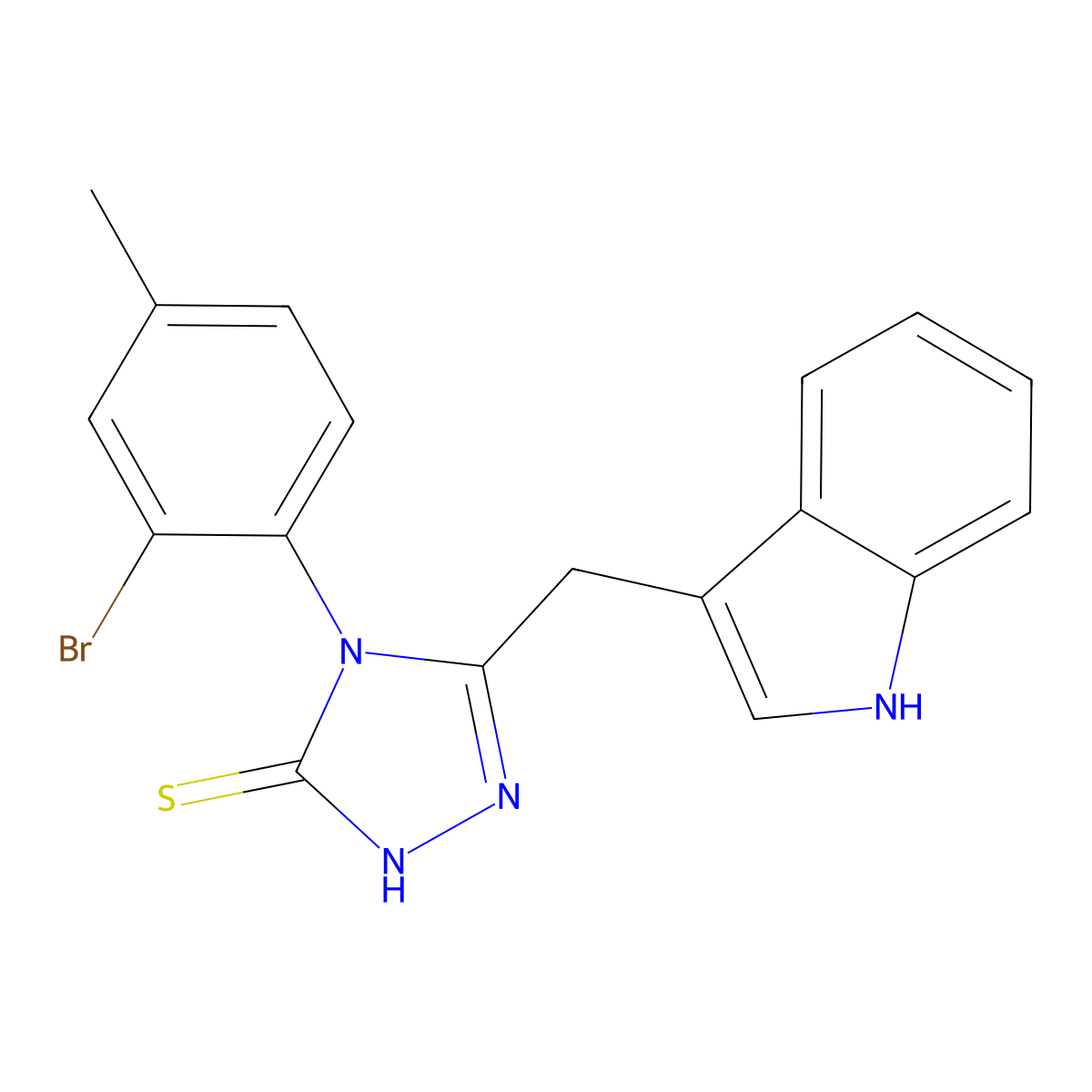 4-(2-bromo-4-methylphenyl)-3-(1H-indol-3-ylmethyl)-1H-1,2,4-triazole-5-thione molecular structure, CAS 674297-44-0
