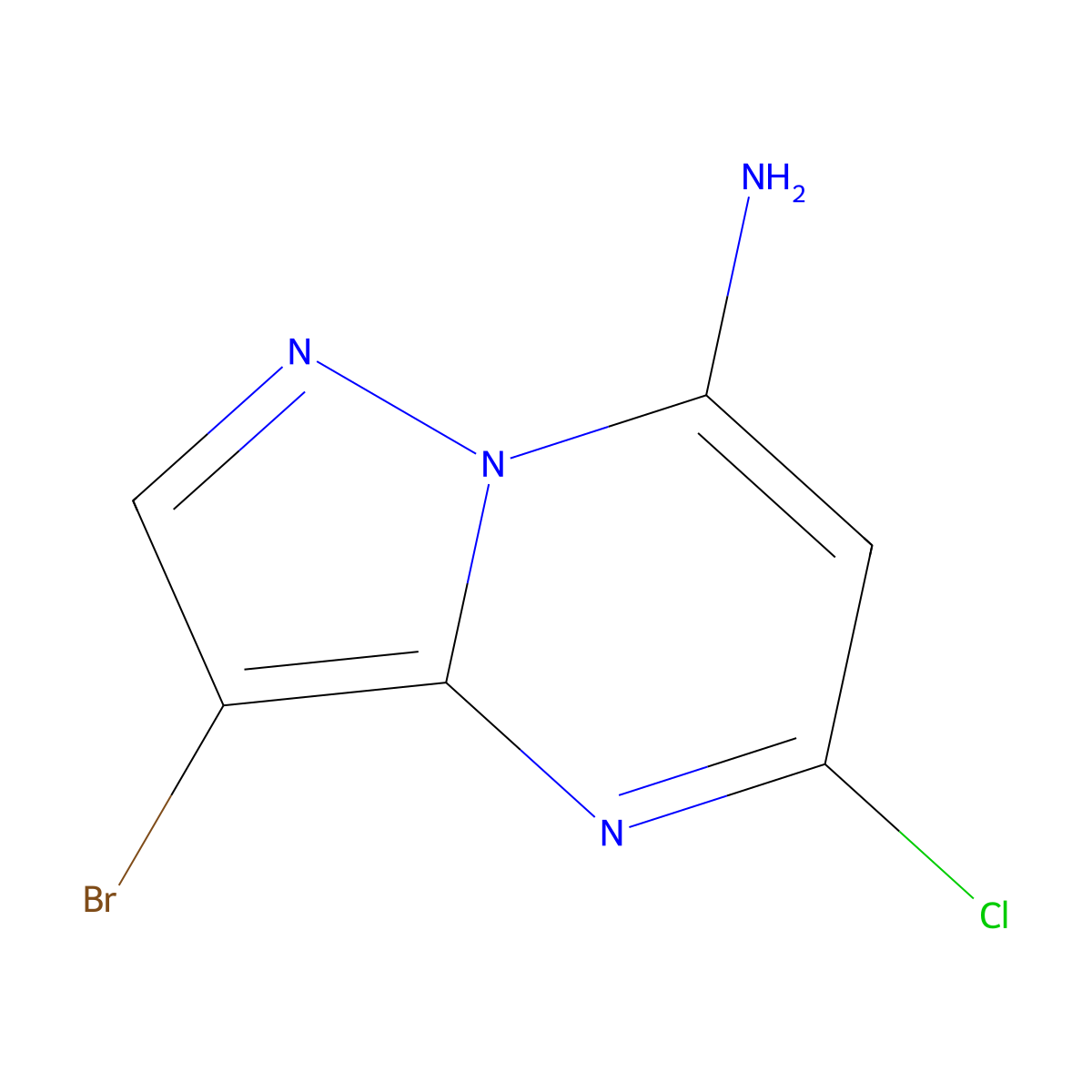 3-Bromo-5-chloropyrazolo[1,5-a]pyrimidin-7-amine molecular structure, CAS 674297-88-2