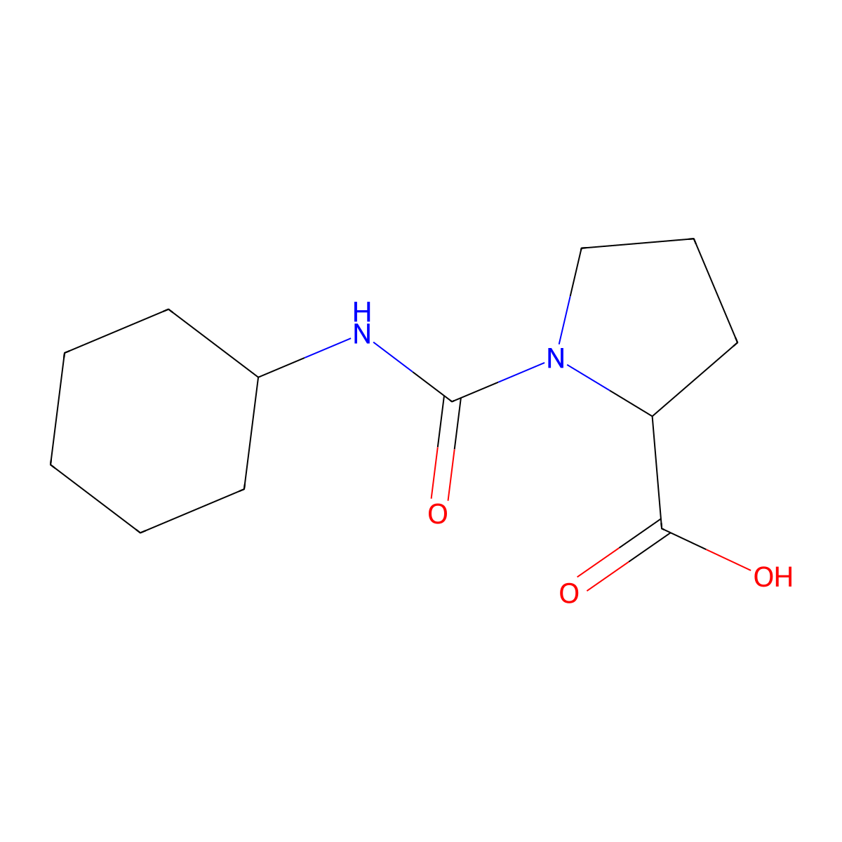 1-(cyclohexylcarbamoyl)pyrrolidine-2-carboxylic Acid molecular structure, CAS 674299-62-8