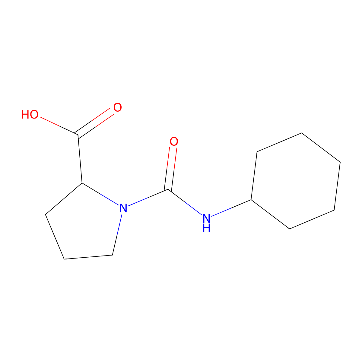 1-(cyclohexylcarbamoyl)pyrrolidine-2-carboxylic Acid molecular structure, CAS 674299-62-8