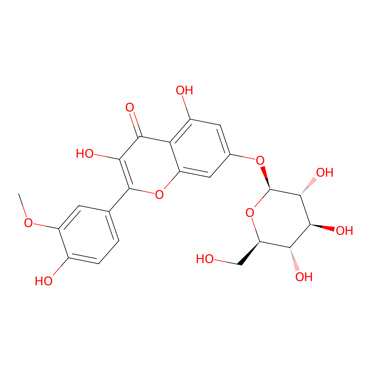 Isorhamnetin 7-glucoside molecular structure, CAS 6743-96-0
