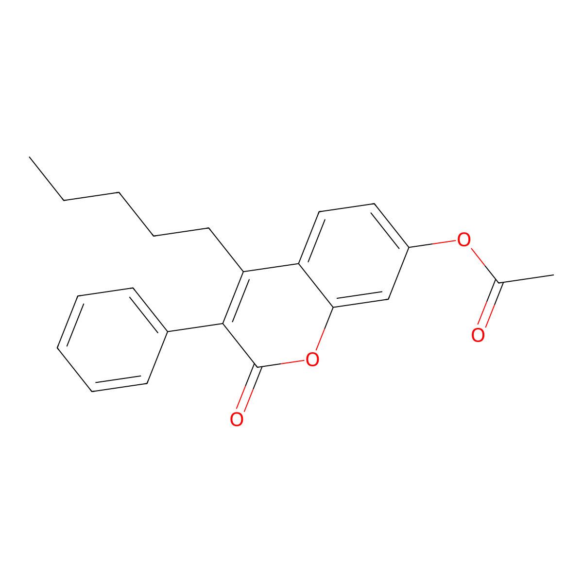 2H-1-Benzopyran-2-one, 7-(acetyloxy)-4-pentyl-3-phenyl- molecular structure, CAS 67430-50-6