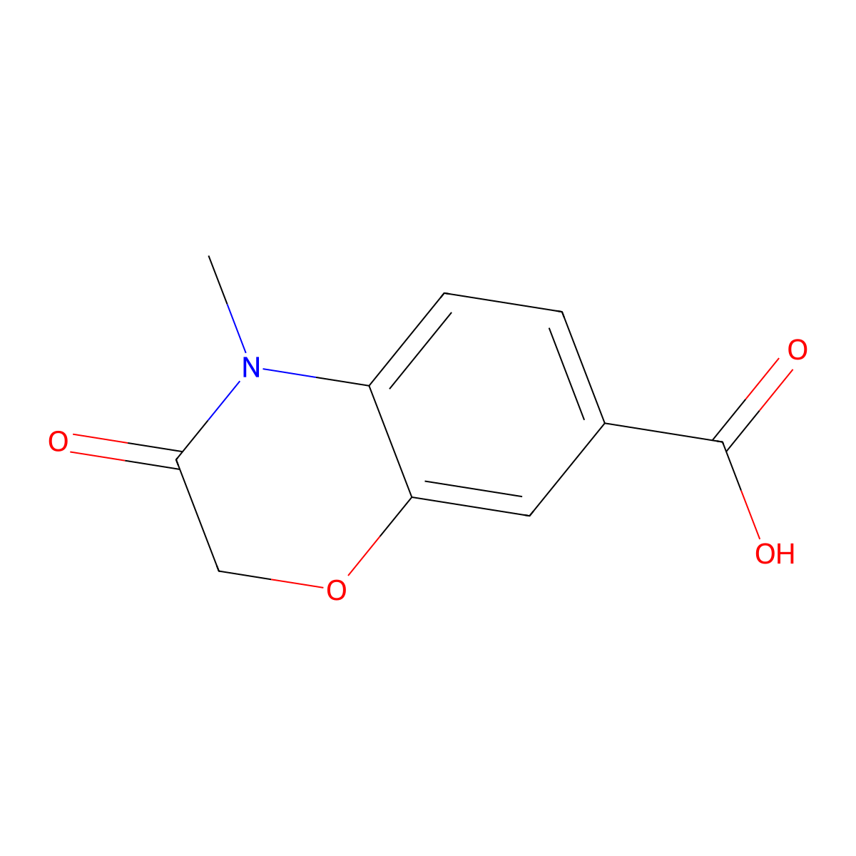 4-methyl-3-oxo-3,4-dihydro-2H-1,4-benzoxazine-7-carboxylic acid molecular structure, CAS 674304-28-0