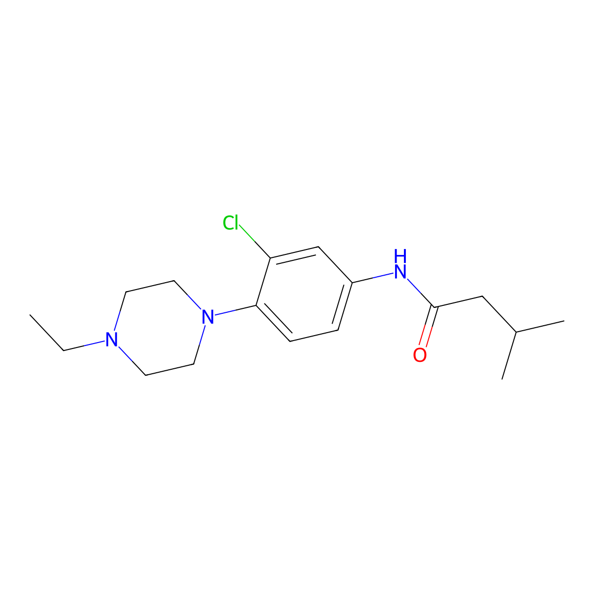N-[3-chloro-4-(4-ethylpiperazin-1-yl)phenyl]-3-methylbutanamide molecular structure, CAS 674305-19-2