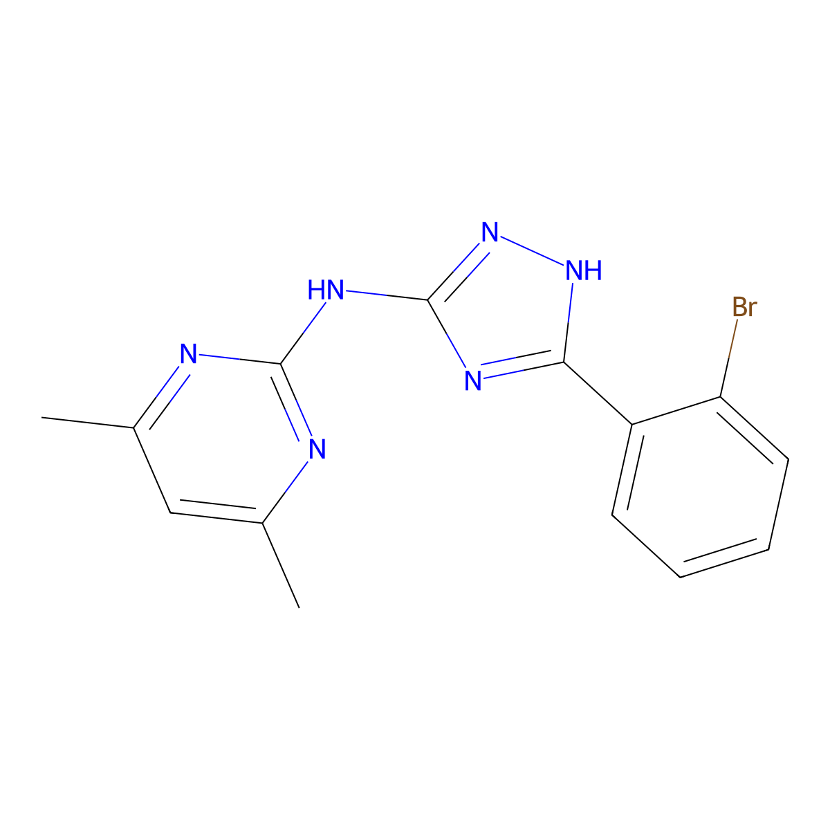 N-[5-(2-bromophenyl)-1H-1,2,4-triazol-3-yl]-4,6-dimethyl-2-pyrimidinamine molecular structure, CAS 674305-77-2