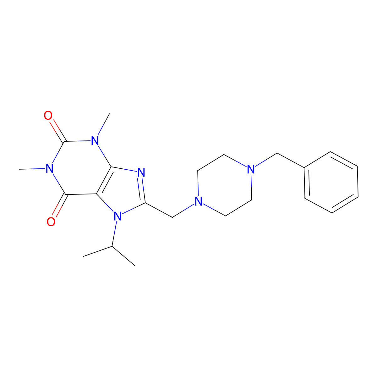 8-[(4-Benzylpiperazin-1-yl)methyl]-1,3-dimethyl-7-propan-2-ylpurine-2,6-dione molecular structure, CAS 674306-01-5