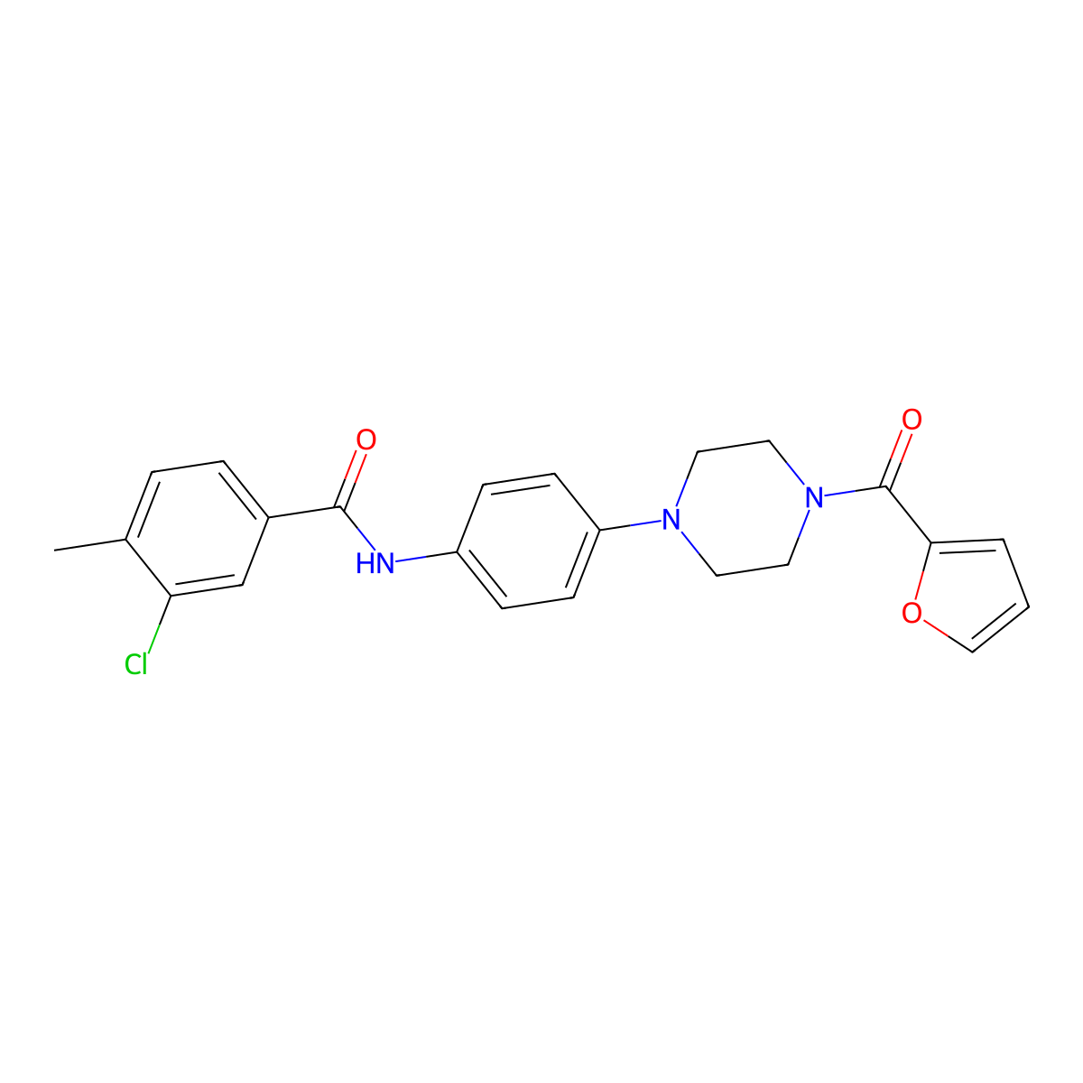 3-chloro-N-[4-[4-(furan-2-carbonyl)piperazin-1-yl]phenyl]-4-methylbenzamide molecular structure, CAS 674306-20-8