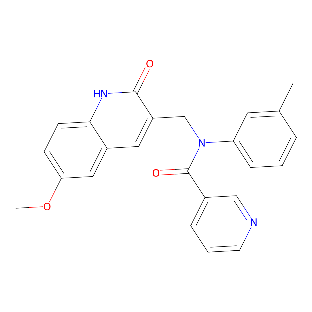 N-[(6-methoxy-2-oxo-1H-quinolin-3-yl)methyl]-N-(3-methylphenyl)pyridine-3-carboxamide molecular structure, CAS 674306-42-4