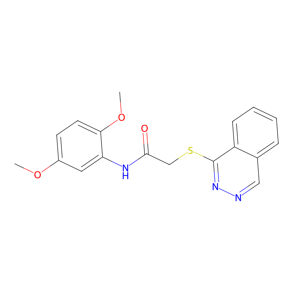 N-(2,5-dimethoxyphenyl)-2-phthalazin-1-ylsulfanylacetamide molecular structure, CAS 674306-75-3