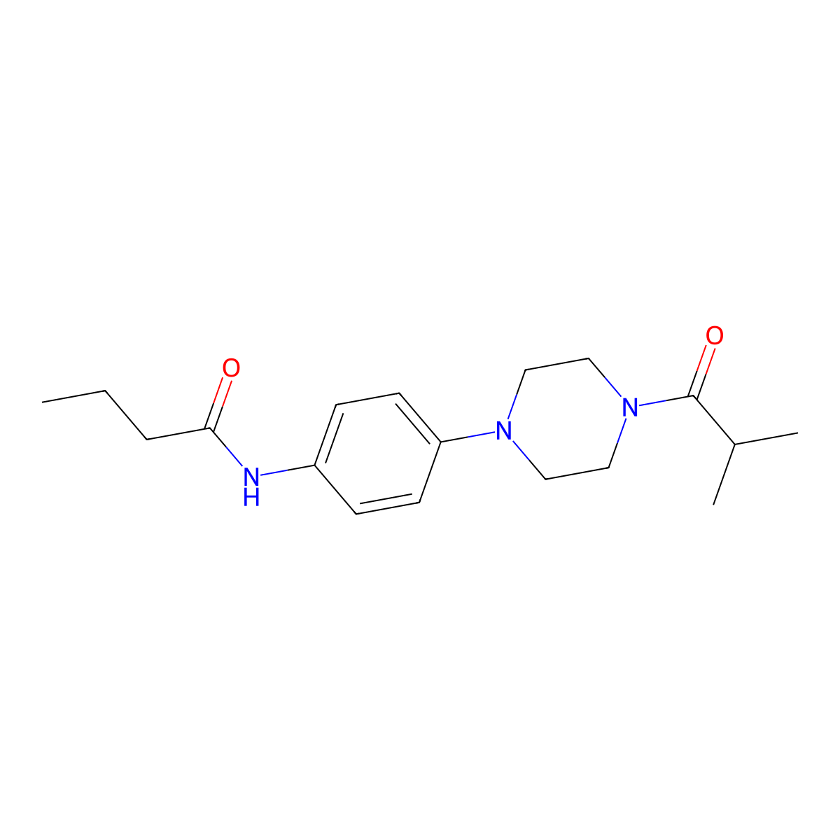 N-[4-(4-isobutyryl-1-piperazinyl)phenyl]butanamide molecular structure, CAS 674306-80-0