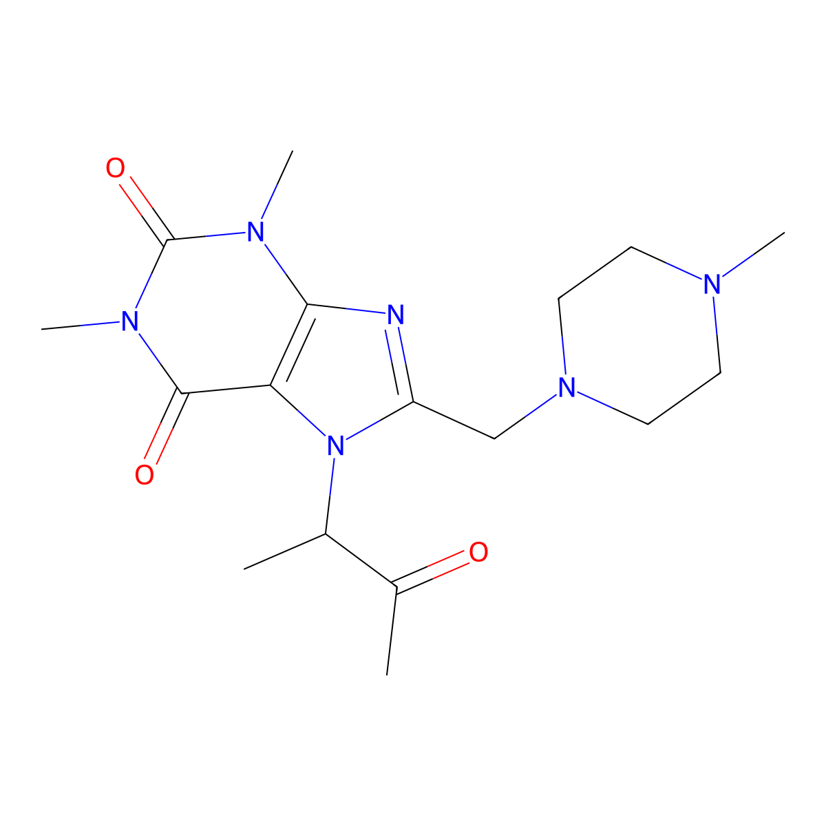 1,3-Dimethyl-8-[(4-methylpiperazin-1-yl)methyl]-7-(3-oxobutan-2-yl)purine-2,6-dione molecular structure, CAS 674307-15-4
