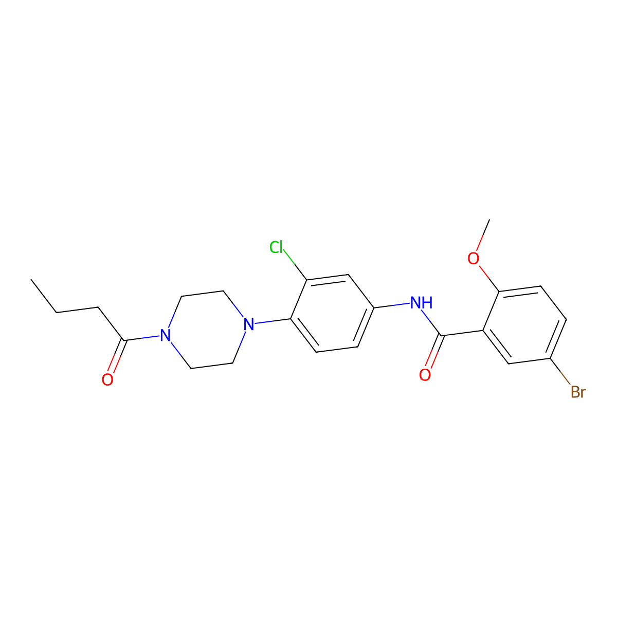 5-bromo-N-[4-(4-butanoylpiperazin-1-yl)-3-chlorophenyl]-2-methoxybenzamide molecular structure, CAS 674307-83-6