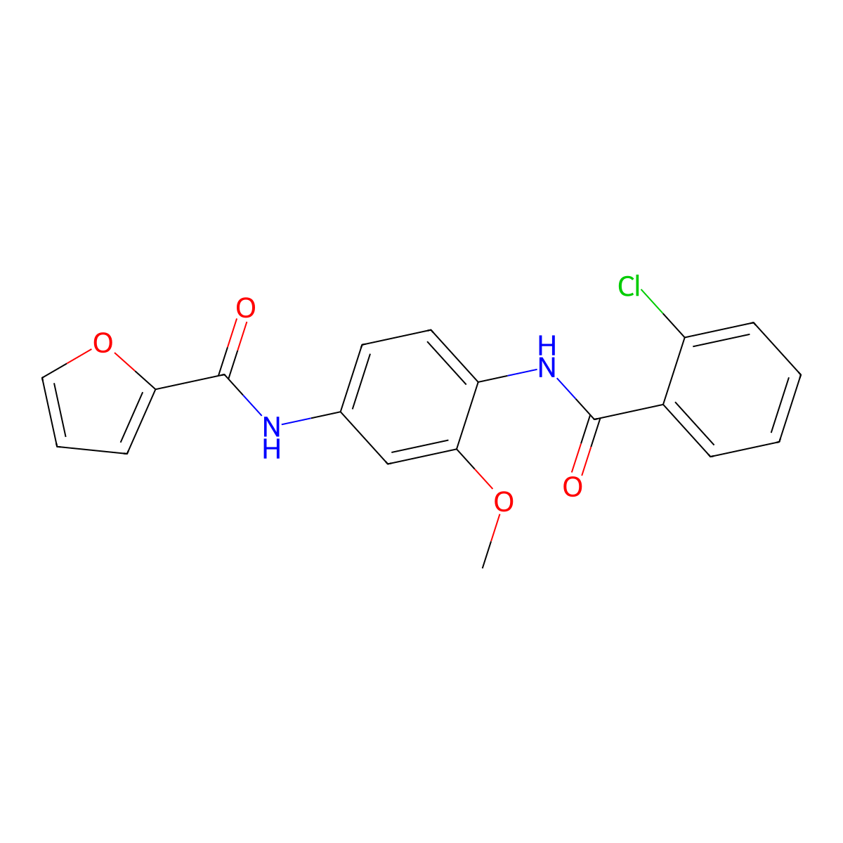 N-{4-[(2-chlorobenzoyl)amino]-3-methoxyphenyl}-2-furamide molecular structure, CAS 674308-52-2
