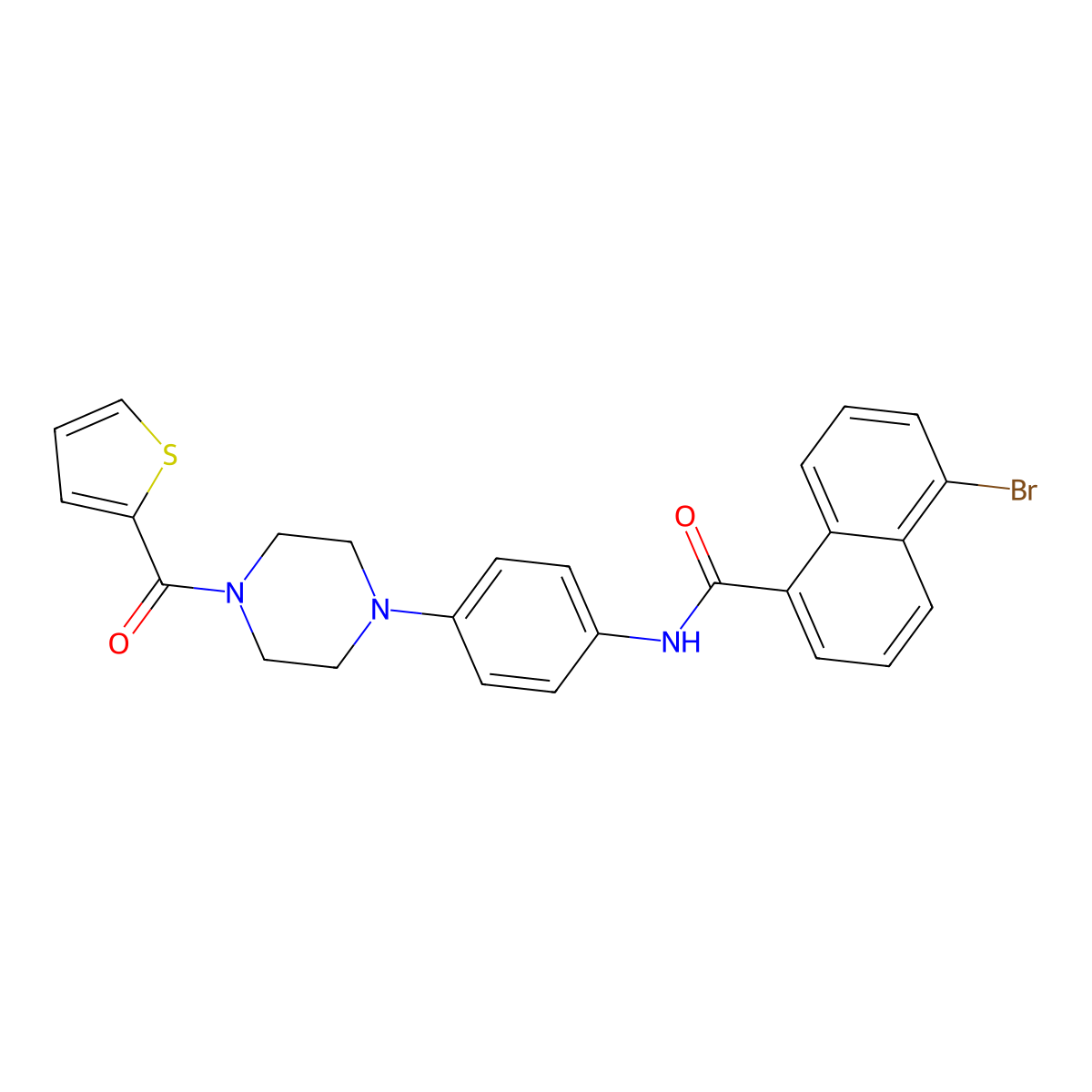 5-bromo-N-[4-[4-(thiophene-2-carbonyl)piperazin-1-yl]phenyl]naphthalene-1-carboxamide molecular structure, CAS 674308-58-8