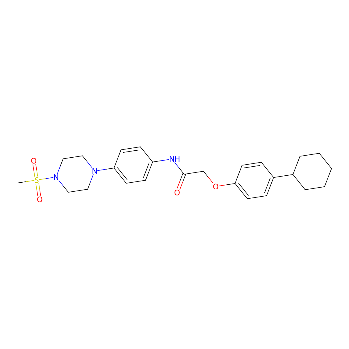 2-(4-cyclohexylphenoxy)-N-[4-(4-methylsulfonylpiperazin-1-yl)phenyl]acetamide molecular structure, CAS 674329-53-4