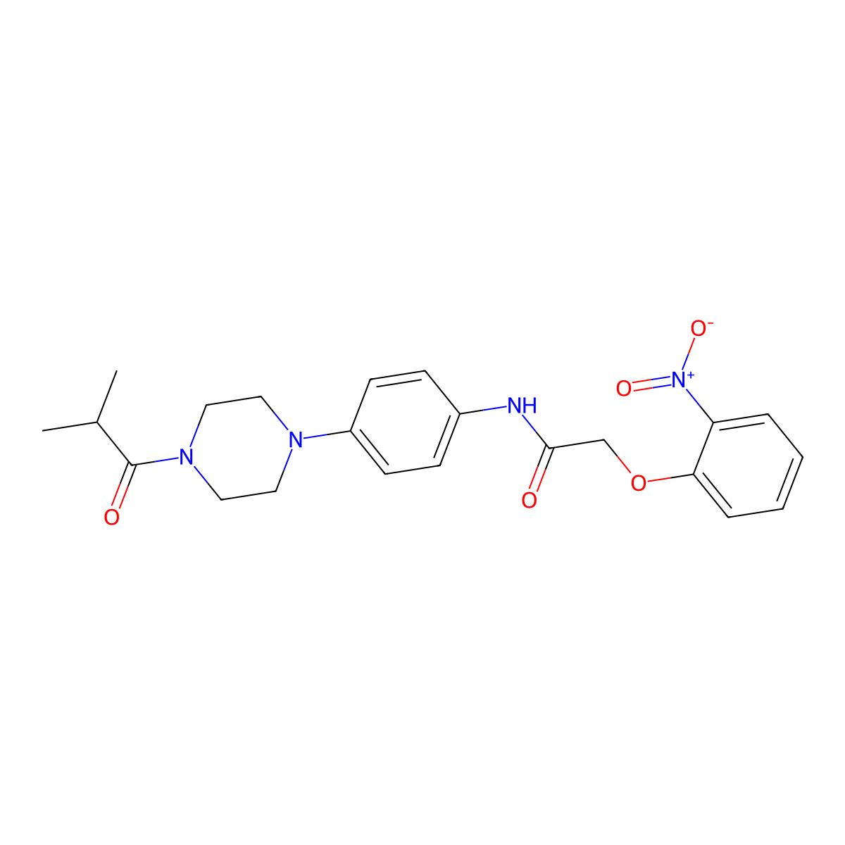 N-[4-[4-(2-methylpropanoyl)piperazin-1-yl]phenyl]-2-(2-nitrophenoxy)acetamide molecular structure, CAS 674330-56-4