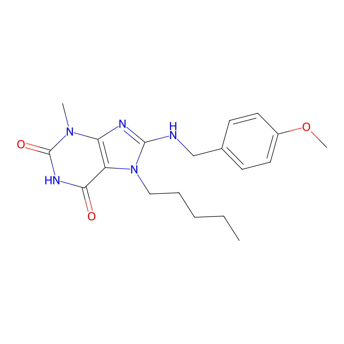 8-[(4-Methoxyphenyl)methylamino]-3-methyl-7-pentylpurine-2,6-dione molecular structure, CAS 674330-66-6