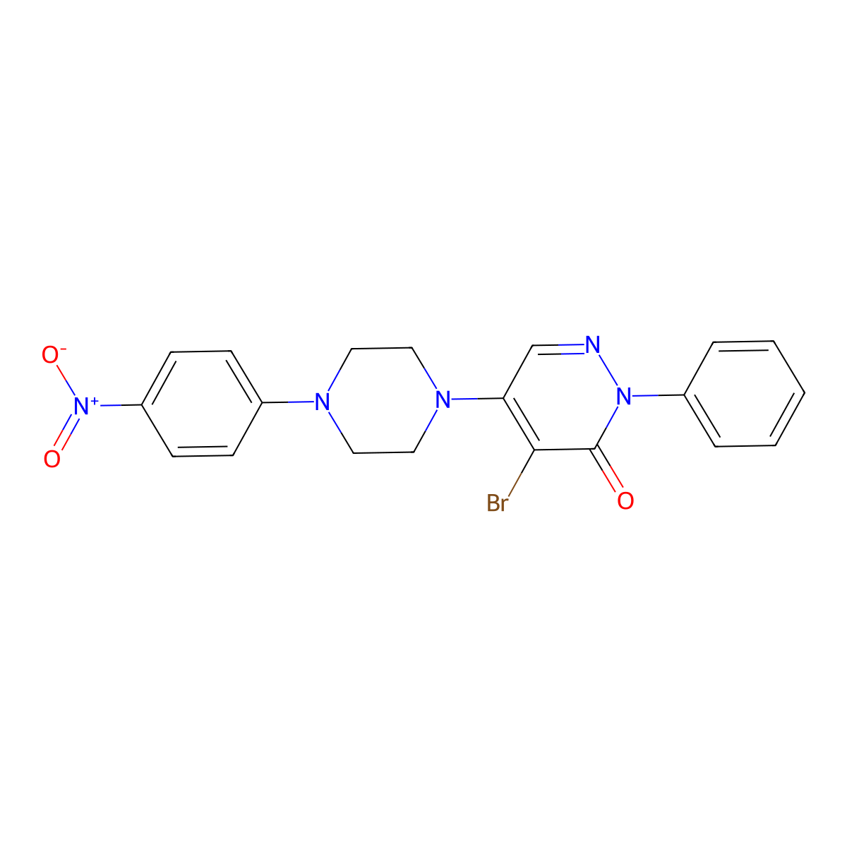 4-Bromo-5-[4-(4-nitrophenyl)piperazin-1-yl]-2-phenylpyridazin-3-one molecular structure, CAS 674330-70-2