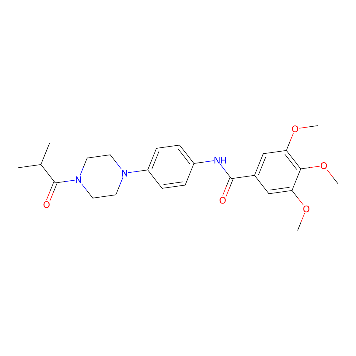 N-[4-(4-isobutyryl-1-piperazinyl)phenyl]-3,4,5-trimethoxybenzamide molecular structure, CAS 674330-86-0