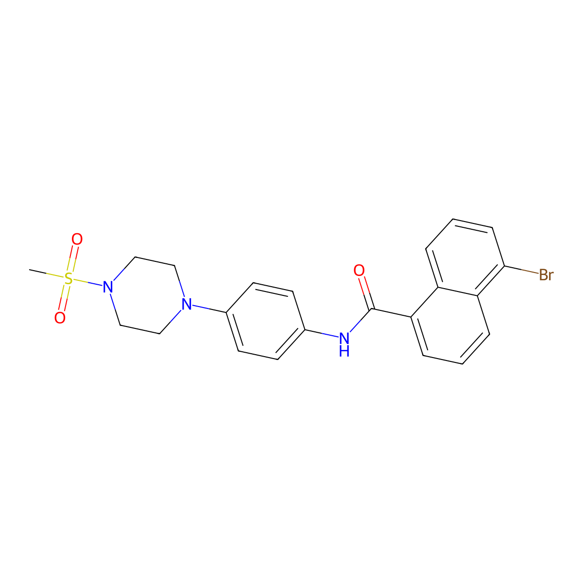 5-bromo-N-[4-(4-methylsulfonylpiperazin-1-yl)phenyl]naphthalene-1-carboxamide molecular structure, CAS 674332-09-3