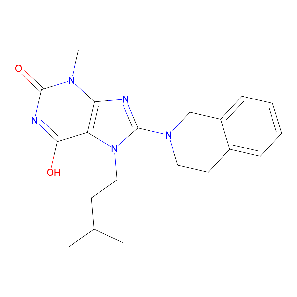8-(3,4-dihydroisoquinolin-2(1H)-yl)-7-isopentyl-3-methyl-1H-purine-2,6(3H,7H)-dione molecular structure, CAS 674332-41-3