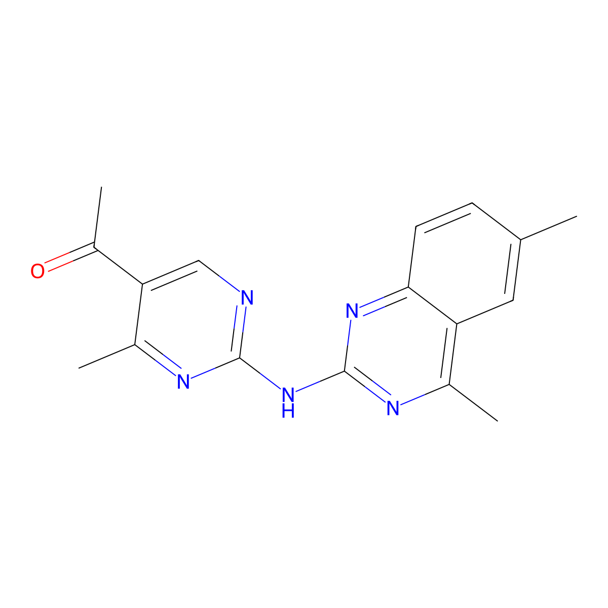 5-Acetyl-2-[(4,6-dimethylquinazolin-2-yl)amino]-4-methylpyrimidine molecular structure, CAS 674336-70-0