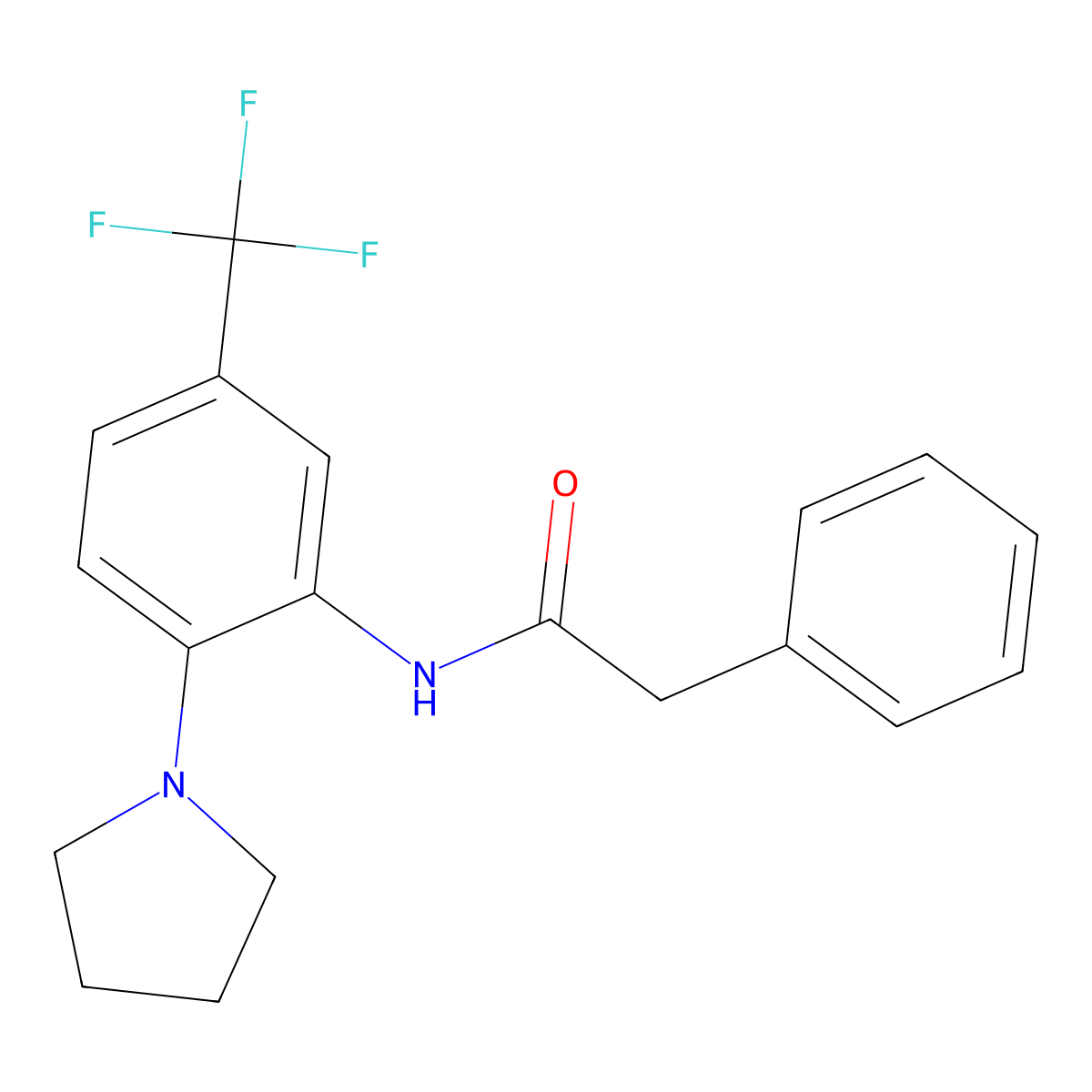 2-phenyl-N-[2-pyrrolidin-1-yl-5-(trifluoromethyl)phenyl]acetamide molecular structure, CAS 674337-20-3