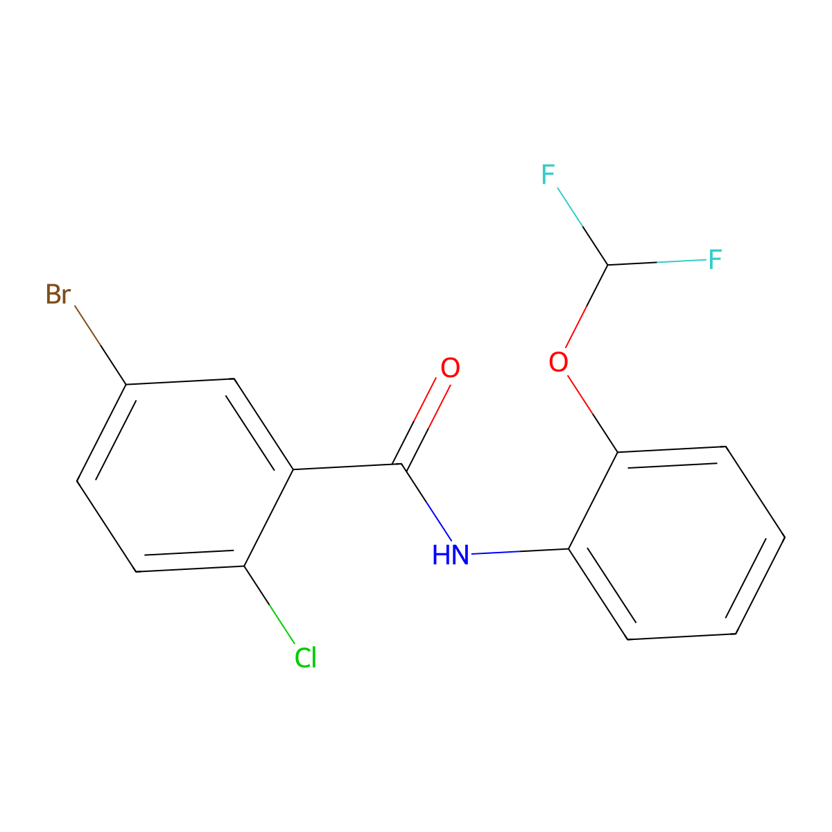 5-bromo-2-chloro-N-[2-(difluoromethoxy)phenyl]benzamide molecular structure, CAS 674337-31-6