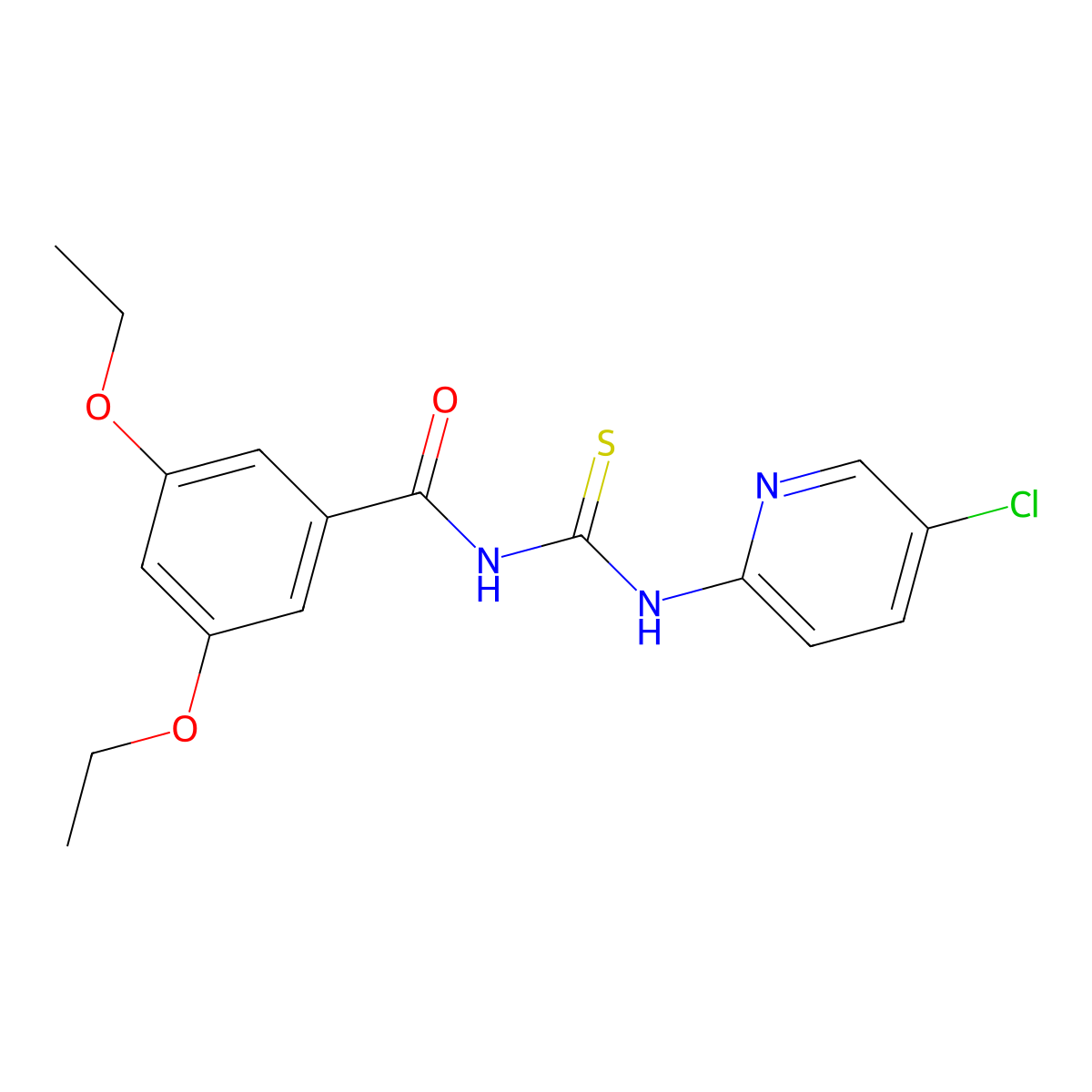 N-[(5-chloropyridin-2-yl)carbamothioyl]-3,5-diethoxybenzamide molecular structure, CAS 674337-49-6