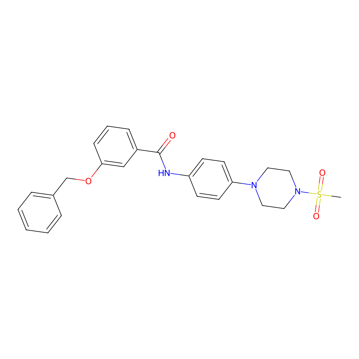 N-[4-(4-methylsulfonylpiperazin-1-yl)phenyl]-3-phenylmethoxybenzamide molecular structure, CAS 674337-85-0