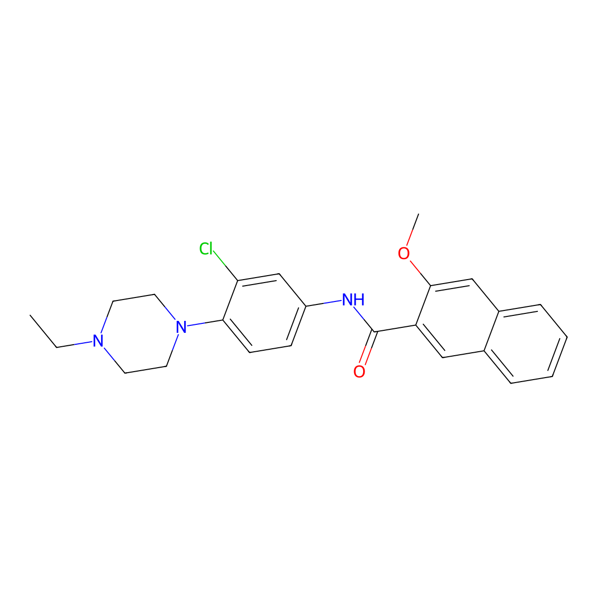 N-[3-chloro-4-(4-ethylpiperazin-1-yl)phenyl]-3-methoxynaphthalene-2-carboxamide molecular structure, CAS 674338-74-0