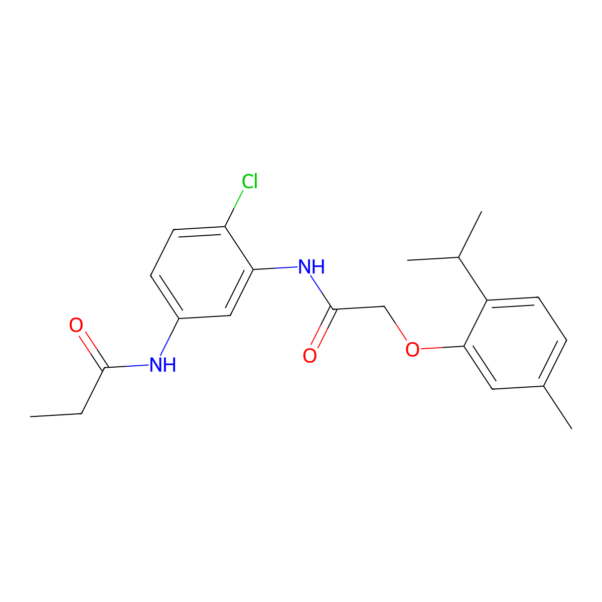 N-[4-chloro-3-[[2-(5-methyl-2-propan-2-ylphenoxy)acetyl]amino]phenyl]propanamide molecular structure, CAS 674339-01-6