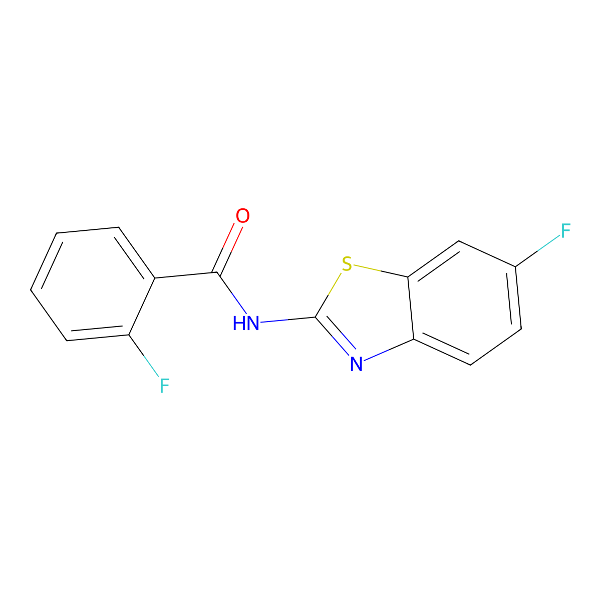 2-fluoro-N-(6-fluoro-1,3-benzothiazol-2-yl)benzamide molecular structure, CAS 674339-25-4