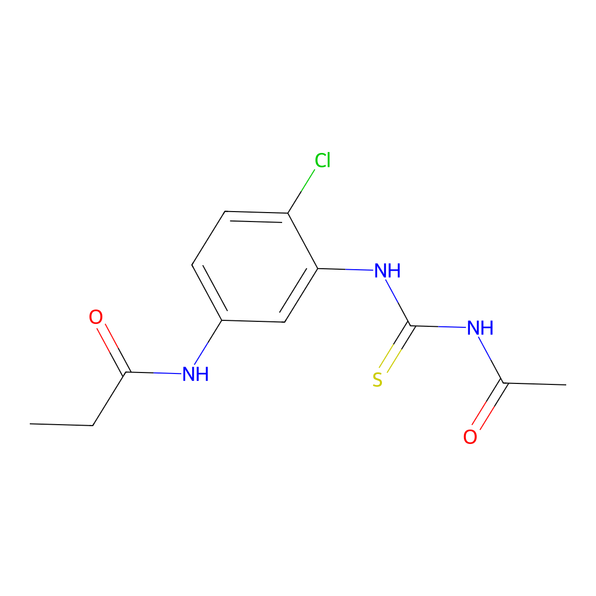 N-[3-(acetylcarbamothioylamino)-4-chlorophenyl]propanamide molecular structure, CAS 674350-17-5