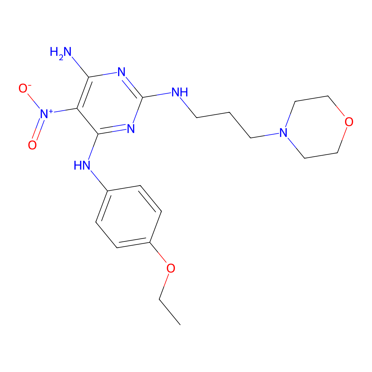 N4-(4-ethoxyphenyl)-N2-(3-morpholinopropyl)-5-nitropyrimidine-2,4,6-triamine molecular structure, CAS 674350-32-4