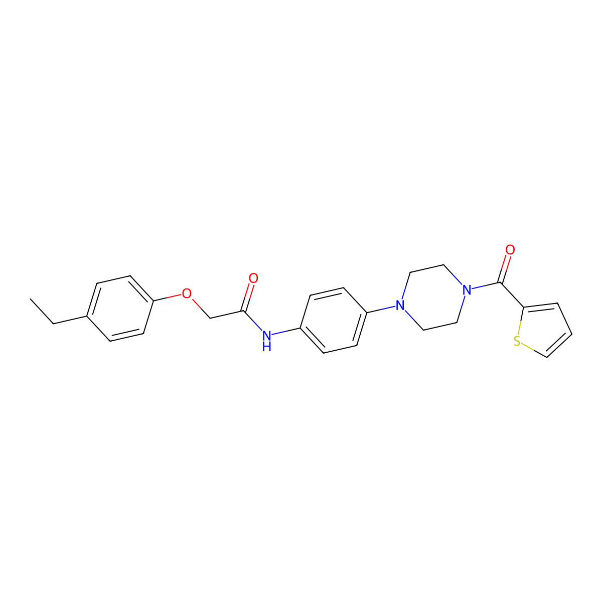 2-(4-ethylphenoxy)-N-[4-[4-(thiophene-2-carbonyl)piperazin-1-yl]phenyl]acetamide molecular structure, CAS 674350-41-5