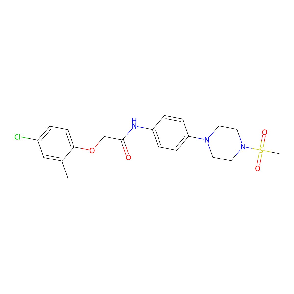 2-(4-chloro-2-methylphenoxy)-N-[4-(4-methylsulfonylpiperazin-1-yl)phenyl]acetamide molecular structure, CAS 674350-45-9