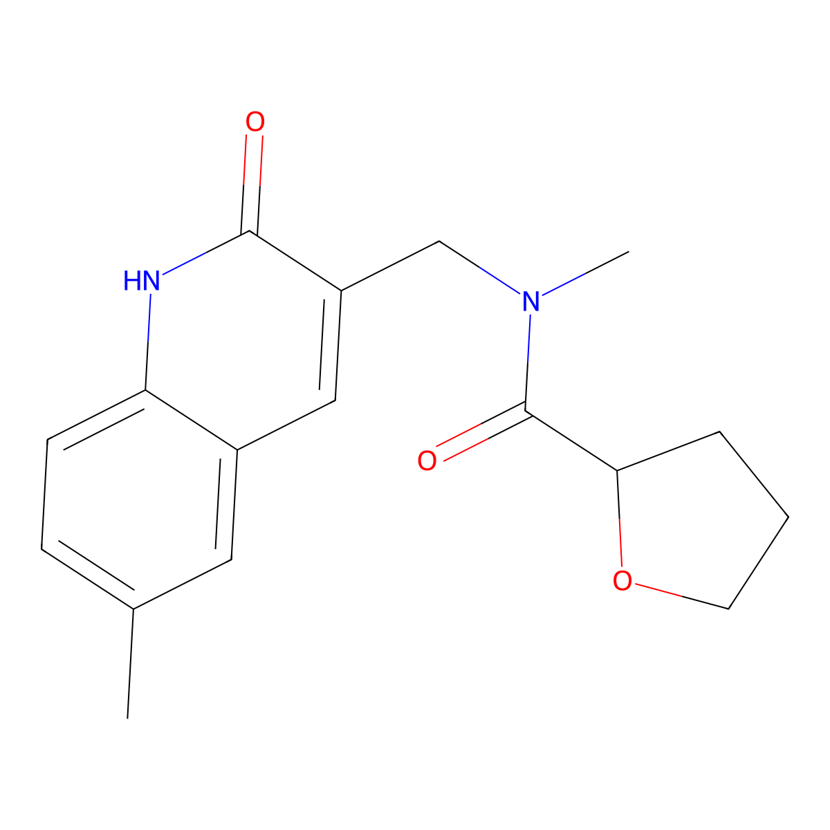 N-methyl-N-[(6-methyl-2-oxo-1H-quinolin-3-yl)methyl]oxolane-2-carboxamide molecular structure, CAS 674350-77-7