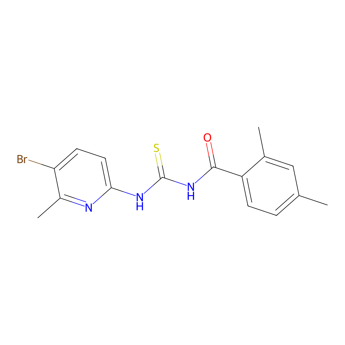 N-[(5-bromo-6-methylpyridin-2-yl)carbamothioyl]-2,4-dimethylbenzamide molecular structure, CAS 674351-05-4