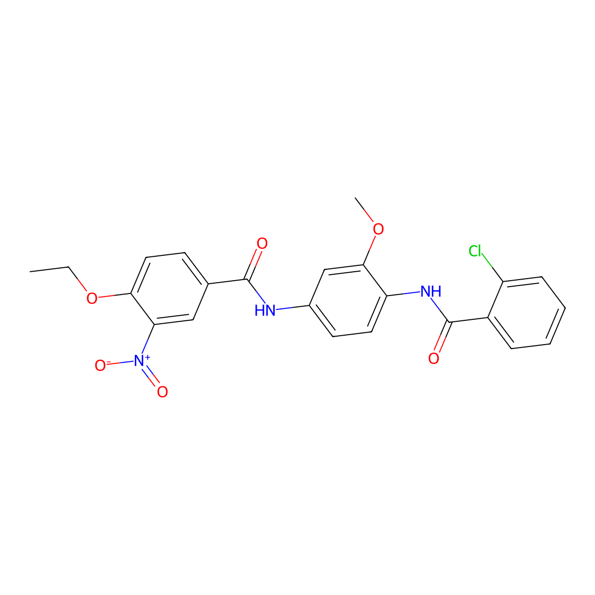 N-[4-[(2-chlorobenzoyl)amino]-3-methoxyphenyl]-4-ethoxy-3-nitrobenzamide molecular structure, CAS 674351-59-8